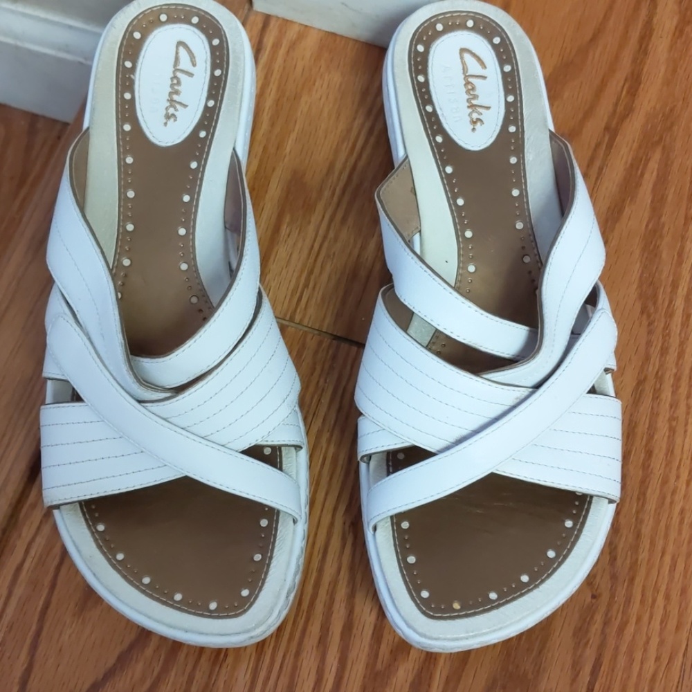 Clarks Slip-on Leather Sandals